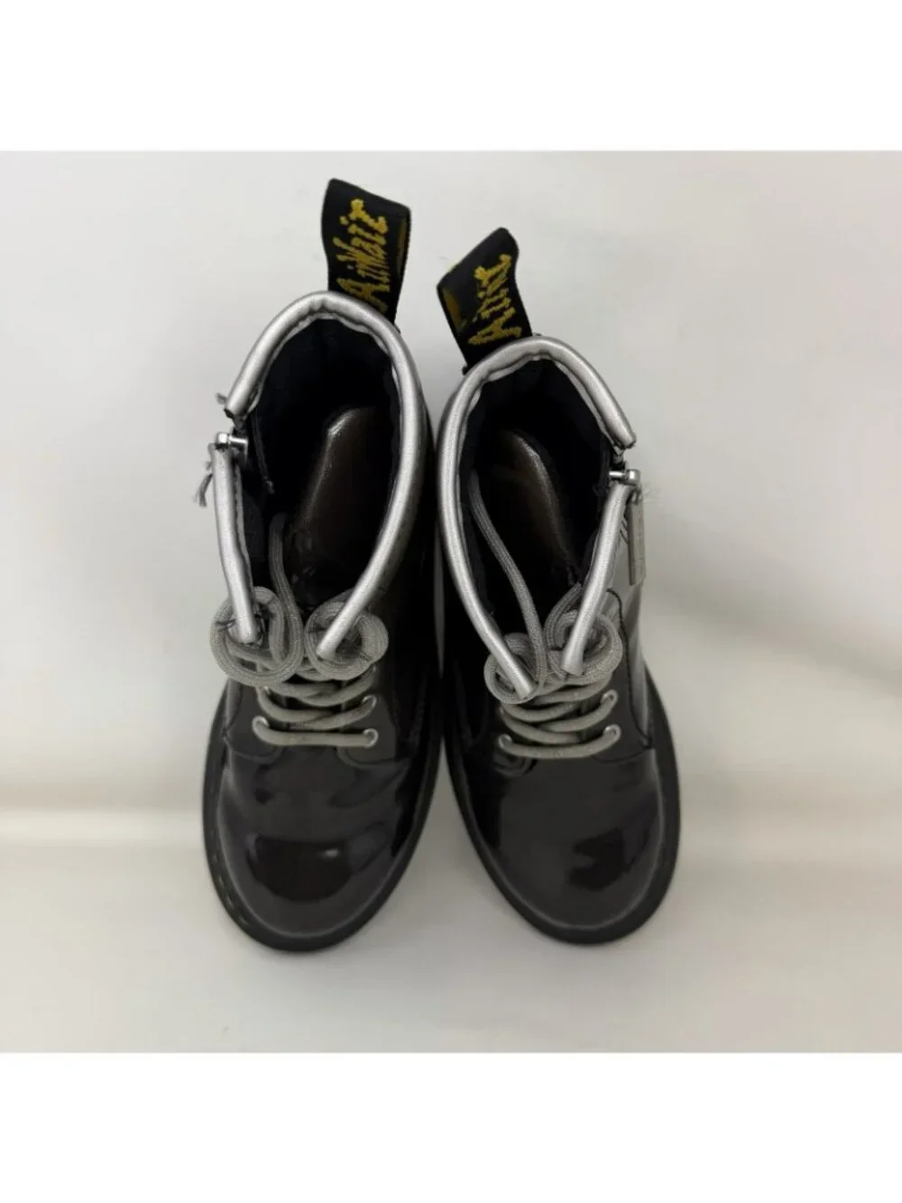 Dr. Martens 1460 Gradient Glitter Patent Leather Boots Black Youth Size 2